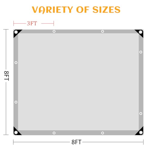 Sliver Tarps Heavy Duty Waterproof, 12 Mil Large Tarps with Grommets and Reinforced Edges, UV Tear Fade Resistant, Heavy Duty Tarpaulin for Outdoors Patio Camping, 8 * 8FT - color: Silver-12 Mil, size: 8*8FT