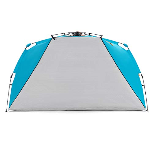 Easthills Outdoors Instant Shader Enhanced Deluxe XL Beach Tent Easy Set Up 4-6 Person Popup Sun Shelter 99" Wide for Family UPF 50+ Double Silver Coating with Extended Zippered Floor Pacific Blue - color: Instant Shader Enhanced -Pacific Blue