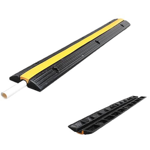 Rubber Durable Cable Protector Ramp Cover, Single Channel Heavy Duty Hose & Cord Track Floor Protection, 97x15x3cm, for Indoor and Outdoor Use