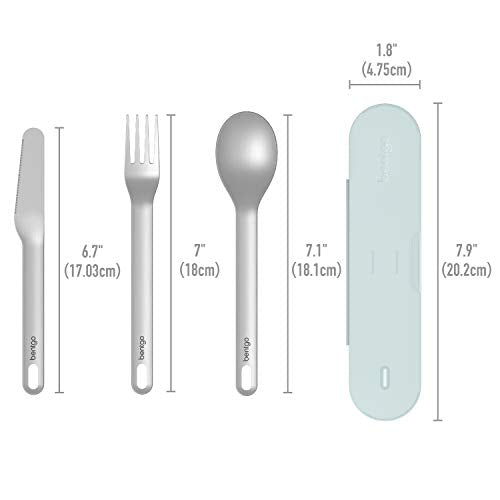 Bentgo Stainless Travel Utensil Set - Reusable 3-Piece Silverware Set with Carrying Case, High-Grade Premium Steel, BPA-Free Case, Eco-Friendly - Ideal for Travel, Camping, and Office Use (Aqua) - color: Aqua