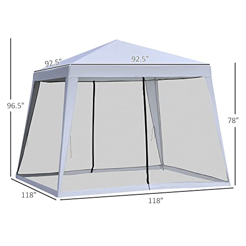 Outsunny 10'x10' Outdoor Canopy Tent, Slant Leg Sun Shelter with Mesh Sidewalls, Patio Tents for Parties, Grey - color: Gray