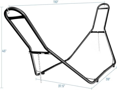 Moccha Steel Hammock Stand for 2 Person, Indoor Heavy Duty Hammock Stands with Adjustable Frame & 450 LBS Capacity, Portable Hammock Stand Only Fits 9 to 13 Ft for Outside, Yard, Patio, Garden