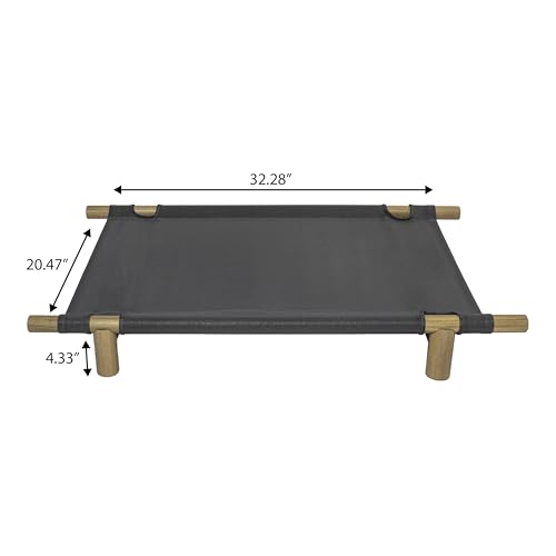 DBD5000B Chester 32" Modern Minimalist Wood Frame Elevated Outdoor Dog Bed, Graphite/Light Teak - color: Graphite/Light Teak