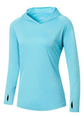 Willit Women's UPF 50+ Sun Protection Hoodie SPF Shirt Long Sleeve Hiking Fishing Outdoor Shirt Lightweight Hoodie - color: Blue, size: Small