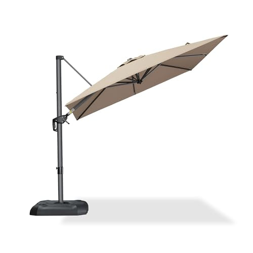 PURPLE LEAF 8 Feet Patio Umbrella Outdoor Cantilever Square Umbrella Aluminum Offset Umbrella with 360-degree Rotation for Garden Deck Pool Patio Taupe - color: Taupe, size: 8' X 8', style: Standard