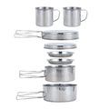 BeGrit Backpacking Camping Cookware Mini Picnic Camping Cooking Mess Kit with Pot and Pan Set for Hiking - color: Silver 8pcs