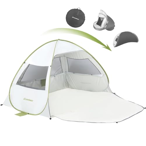 EchoSmile Pop Up Tent for 4 Person Family, Beach Tent Sun Shelter with UPF 50+ UV Protection & Waterproof, Lightweight & Easy Automatic Setup Portable Cabana for Outdoor Travel (Green) - color: Green