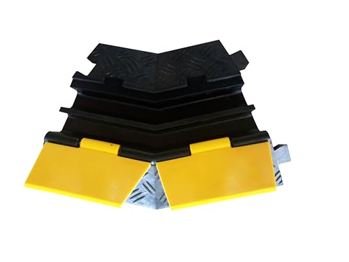 Kable Kontrol Atlas Heavy Duty Cable Protector - 45° Degree Left Turn - 2 Channel - CP9987 Compatible - Black & Yellow - Speed Bump and Wire Protector Turn for Indoor & Outdoor Use - size: 2 Channel - Left Turn