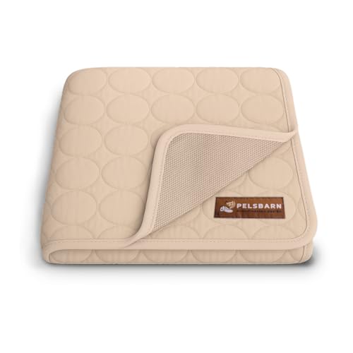 Pelsbarn Dog Cooling Mat- Ice Silk Summer Comfort, Self Cooling, Non-Slip Dog Pad, Durable & Washable, Mat for Large Dogs 25 x 37, Support Shelter Dogs with Every Purchase (Beige) - color: Light Beige, size: Large