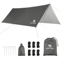 CAMEL CROWN Camping Tarp,3000mm Waterproof & UPF 50+ Sun Protection Rain Fly Tarp - Lightweight Portable Camping Shelter with Stakes, Guy Lines & Carry Bag, for Hiking Backpacking Beach Picnic Shade - color: Cool Grey