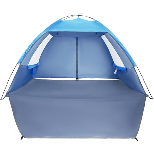 CAMEL CROWN Beach Tent UPF 50+ Sun Shelter for 2/3/5/6 Person, Lightweight Portable Sun Shade with Sand Anchor, Family Beach Day & Outdoor Adventures - color: Aqua Blue, size: 2/3 Person