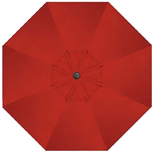 Treasure Garden Octagonal 9 ft Patio Umbrella - Outdoor Furniture Table Umbrella – Push-Button Tilt – Bronze Aluminum Frame (Obravia, Red) - color: O'bravia Red w/Bronze Frame, size: 9 FT Push Button Tilt