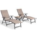 Crestlive Products 2PCS Chaise Lounge Chair Outdoor with 1PC Side Table, Aluminum Folding Patio Recliner Chair, Adjustable 8 Positions Assemble-Free - color: Espresso, size: 3 Pcs