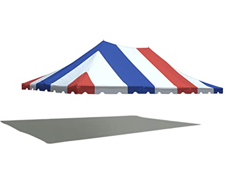 20' x 30' Party Tents Direct Replacement Weekender Pole Tent Top | 14oz Translucent Vinyl | Red, White and Blue | Outdoor | for Parties Weddings and Events | Commercial and Residential Use (TOP ONLY) - color: Red White and Blue, size: 20' x 30'
