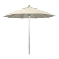 California Umbrella 9' Round Aluminum/Fiberglass Umbrella, Push Open, Silver Pole, Olefin Antique Beige - color: Antique Beige