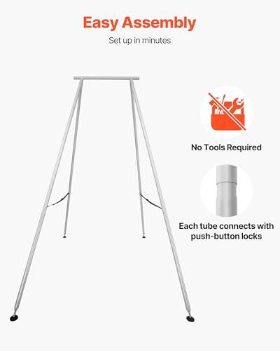 VEVOR Yoga Stand Frame, Max 441-551 lbs Load Swing Stand, Triangular Structure Aerial Rig, Aerial Silk Stands with Yoga Hammock, Standard & Height-Adjustable Version - color: Steel Silver, style: Standard Version