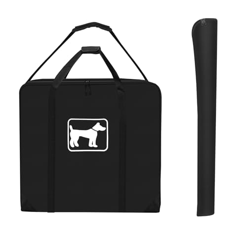 SIRUITON Dog Playpen Storage Bag Fits 24" H 8 Panels and 9 Stakes Suitable for Foldable Exercise Pet Playpen, RV Dog Fence Travel Bag,with Reinforcing Plate & Shoulder - color: Black