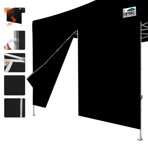 Eurmax USA 10FT Instant Canopy SunWall with Middle Zipper Wall for Pop Up Canopy Tent，1 Pack Sidewall (Black) - color: black, size: 10x5.7ft