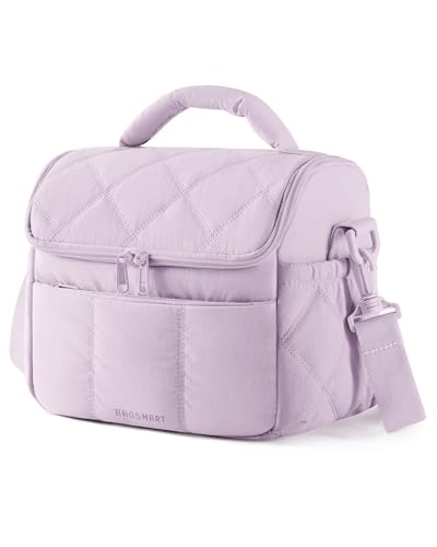 BAGSMART Insulated Lunch Bags for Women, Cute Quilted Lunch Box, Lightweight Puffy Padded Waterproof Lunch Tote, Reusable Lunch Cooler for Work Picnic Travel, Lavender Purple - color: Lavender Purple, size: Medium(normal)
