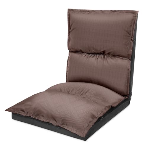 XK Foldable Camping Floor Lounge Padded Chair Couch for Outdoor Travel - color: Brown