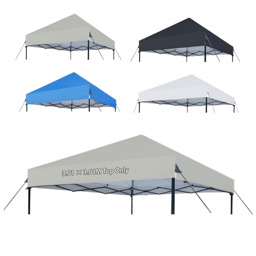 Joramoy 10×10 Canopy Replacement Top Only, Waterproof Pop Up Canopy Tent Top Cover with Ropes, Instant Canopy Top Sunshade Sliver Coated for Outdoor Garden Patio Camping (Beige) - color: Beige, size: 118"×118" Top Only(301×301cm）