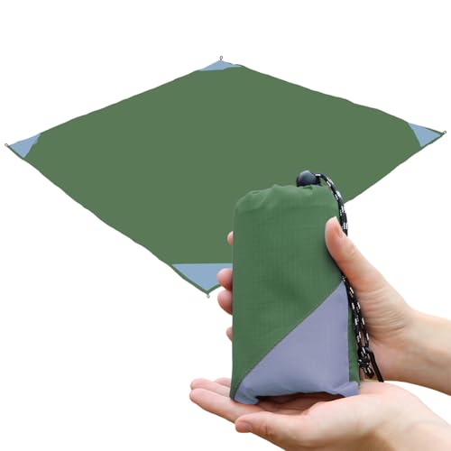 Orga'Neat Pocket Picnic Blanket, Beach Mat Waterproof Sandproof, Compact Lightweight Small Tarp for Camping, Hiking, Backpacking, Festival, Travel, Foldable in Bags (Army Green/Grey, 55"x60") - color: Army Green/Grey, size: 55"x60"