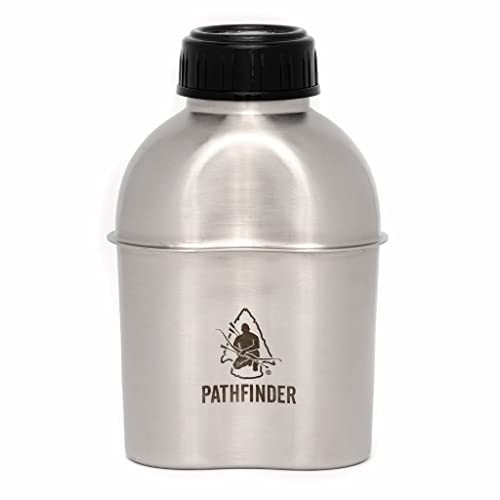 The Pathfinder School Metal Canteen Cooking Set - Survival Gear - Camping Essentials Mess Kit - Military Grade Outdoor Eating Kit - Hiking and Trail Cook Set
