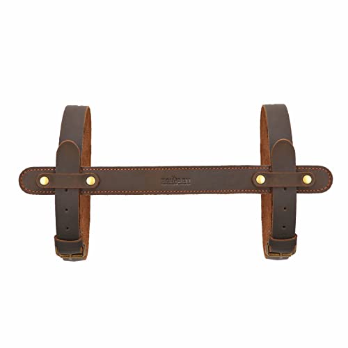Tourbon Outdoor Leather Picnic Blanket Carry Strap for Camping Travel Rug Carrier Motorcycle Bedroll Straps w/Handle