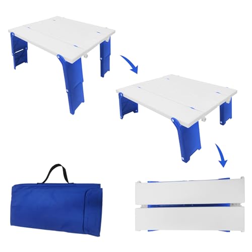 Modern-Depo 15.9"x14.2"x9.6" Large Portable Folding Beach Table for Sand Foldable Height Adjustable Side Table Desk for Camping Picnic BBQ with Carry Bag, Blue - color: Blue