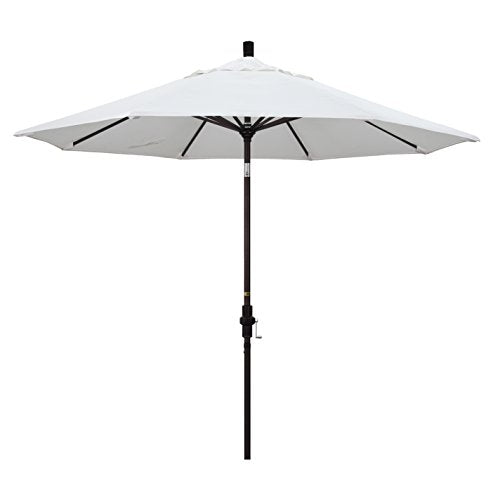 California Umbrella 9' Round Aluminum Market Umbrella, Crank Lift, Collar Tilt, Bronze Pole, White Olefin - color: White