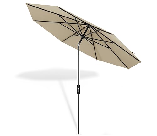 Midtown Umbrellas – The Swilt 10 Ft Patio Umbrellas with 360° Swivel & Tilt Mechanism, 8 Fiberglass Ribs & Terylast Polyester Fabric for Backyard, Deck, Pool & Cafes - Chestnut Canopy, Black Pole - color: Terylast Chestnut, size: 10 Feet