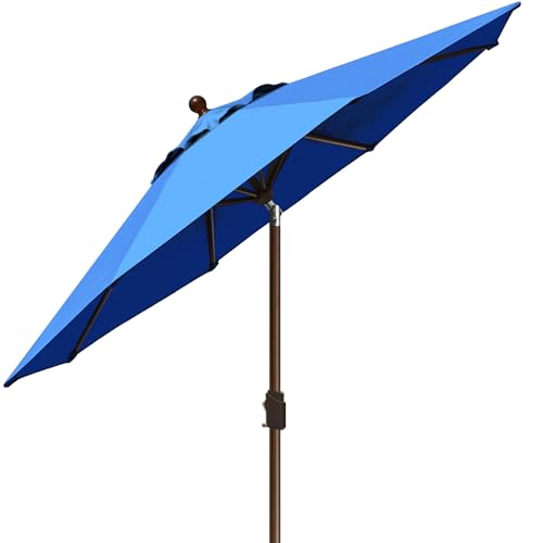 EliteShade USA 10-Year-Non-Fading 9Ft Market Patio Umbrella, UPF 50+ UV Protection Performance Sun Umbrella, Heavy Duty Commercial Grade Outdoor Table Umbrella with Crank & Tilt, Windproof Vented Top for Garden, Pool, Deck and Outdoor Playsets, Royal Blue