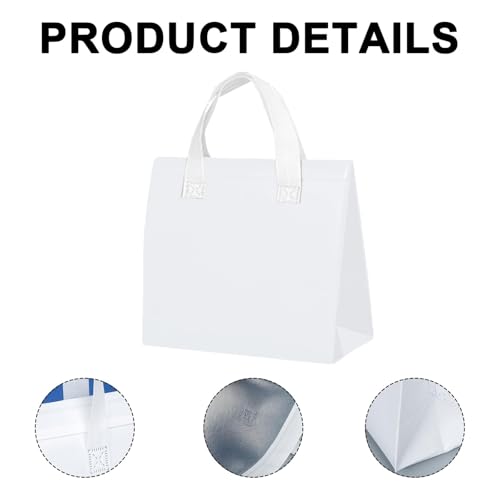 25 Pcs Insulated Take Away Bags Bulk - 6 x 9.5 x 10 Inch Thermal Take Out Bags - Thermal Insulation Cooler Bags - Disposable for Hot and Cold Food, Food Delivery (White) - color: White