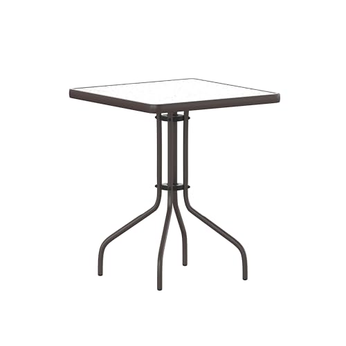 Flash Furniture Barker 23.5'' Square Indoor/Outdoor Tempered Glass Metal Frame Side Table, Bronze - color: Clear Top/Bronze Frame, size: 23.5" Square