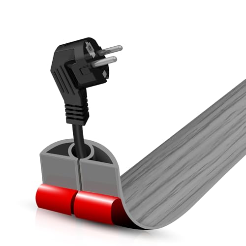 Floor Cord Cover Self Adhesive Cord Hider,3.3FT Cable Management, Extension Strip Protector for Wires, Prevent Cable Trips for Offices, Gyms, Exhibitions Cavity:0.3"(W) x 0.28"(H) Gray Wood - color: Gray Wood, size: 0.78" x 3.3'