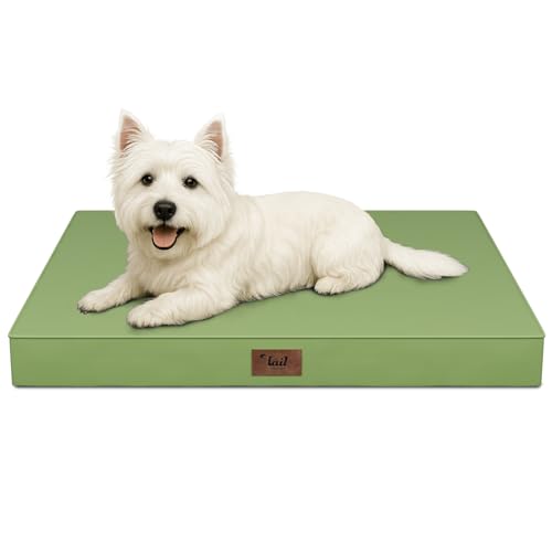Outdoor Dog Bed for Small Dogs & Cats, Waterproof Dog Crate Mat Orthopedic Egg Crate Foam with Washable Removable Oxford Cover, Light Green - color: Light Green, size: 23.0"L x 17.0"W x 2.5"Th