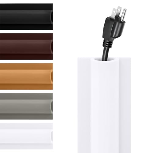 Rubber Bond TV Cord Hider Cable Protector - Strong Self Adhesive Wall Cord Cover Cable Hider - Low Profile Cable Management Wall Cord Concealer Cable Raceway - color: White, size: 8 Feet, style: 1 Cord