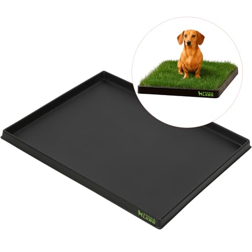 DoggieLawn Non-Spill Dog Potty Training Tray - Leak-Proof HDPE Plastic Grass Pad Holder for Apartments & Urban Homes - Reusable & Washable-Perfect for Indoor Dogs & Puppies Standard (25"x16.5"x1.5") - size: Standard (25 x 16.5 x 1.5 inches)
