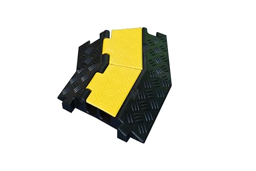 Kable Kontrol Atlas Heavy Duty Cable Protector - 45° Degree Right Turn - 2 Channel - CP9987 Compatible - Black & Yellow - Speed Bump and Wire Protector Turn for Indoor & Outdoor Use - size: 2 Channel - Right Turn