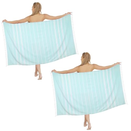 Beach Towel 2 Pack,Sand Free Beach Towels Oversized 39 x 72,Turkish Beach Towel Quick Dry Towel,Lightweight Pool Towels for Adults Travel Towel,Cool Beach Accessories Super Absorbent Towels - color: 2 Pack Aqua