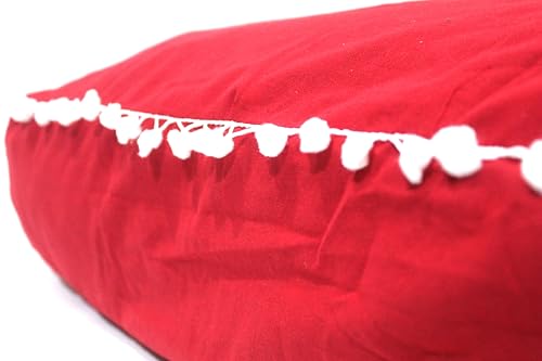 CRAFT KALA Meditation Floor Pillow Cover, Round Large Pillows Cover Seating for Adults, Bohemian Mandala Circle Cushions Cover for Outdoor Fireplace Yoga Living Room (Red, 18" Square) - color: Red, size: 18" x 18" (Pack of 1)