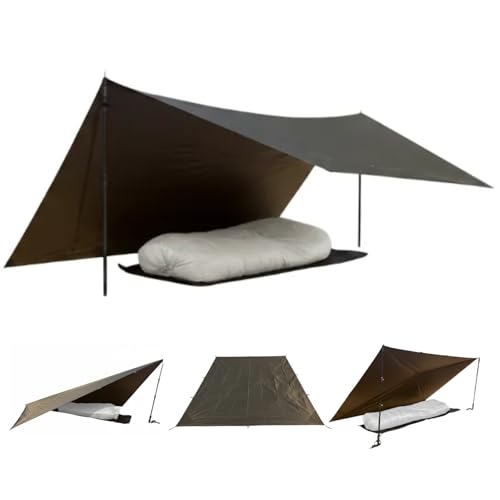 onewind Waterproof 6x8 ft Camping Tarp, Ultralight 70D Nylon Emergency Shelter Tent Footprint Ground Sheet, 4000mm Waterproof Survival Bushcraft Tarp for Backpacking Hiking Camping Picnic, OD Green