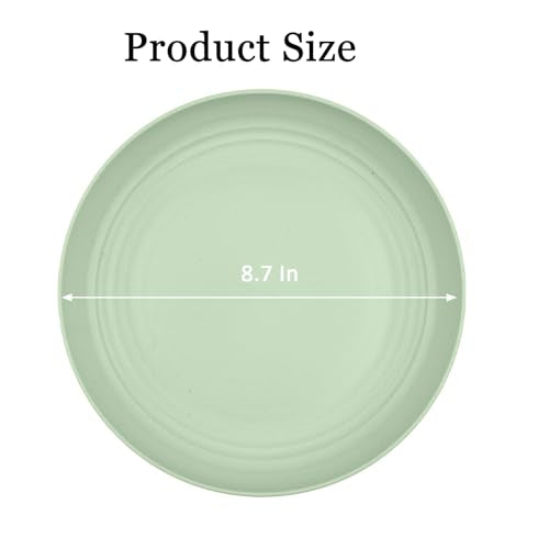 2 Pcs Wheat Straw Plates, 9Inch Unbreakable Dinner Plates, Reusable Plate for Camping,Picninc,Family, Green - color: Green