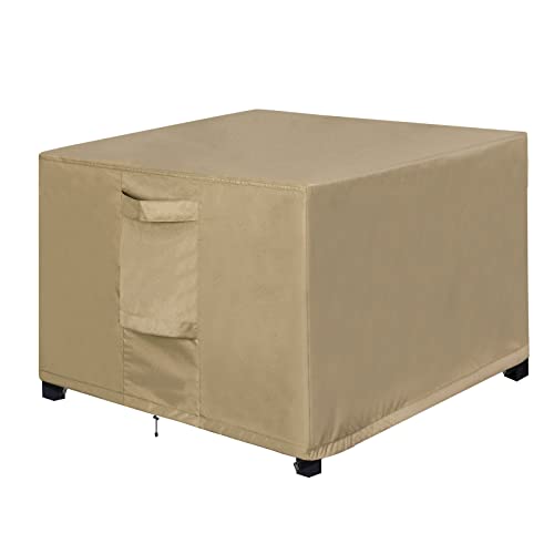 OutdoorLines Outdoor Waterproof Patio Ottoman Covers - Square UV-Proof Patio Side Table Cover Windproof Heavy-Duty Furniture Covering Protector 28L x 28W x 17H Inch, Camel - color: Camel, size: Square 28"l X 28"w X 17"h