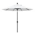 California Umbrella 9' Round Aluminum Market Umbrella, Crank Lift, Push Button Tilt, Black Pole, White Olefin - color: White