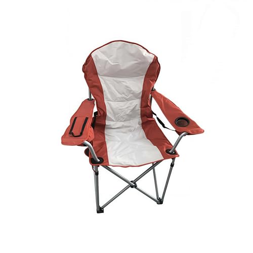 Wild Scape Oversized Folding Camping Chair for Adults, Foldable Beach Chairs with Cup Holder, Cooler Pocket, Amazon's Best Value for Heavy Duty, Fishing Chair for Outdoor, Garden Picnic (Orange-red) - color: Orange-red