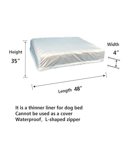 Waterproof Dog Bed Liner Replacement Washable for 48 x 35 Inch Dog Crate Beds - size: 48x35x4 inch