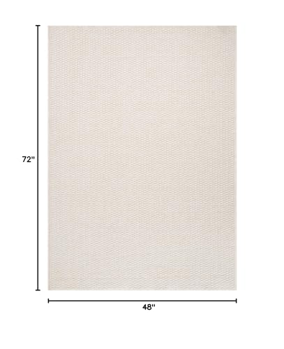 Luul Home Easy Jute Rugs 4x6 White Color Living Room Indoor Outdoor Area Rug for Farmhouse Patio and Kitchen Rug High Traffic Washable Easy to Clean Solid Boho Woven Design Outside Carpet (4 x 6) - color: Bone, size: 4' x 6' (Rectangular)