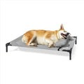 Coolaroo Pro Elevated Dog Bed with HeatShield Fabric – Advanced Cooling Raised Cot for Medium & Large Breeds, Easy-Clean, Low-to-Ground Access, Bonus Bolster Pillow – Glacier Grey - color: Glacier Grey, size: Large