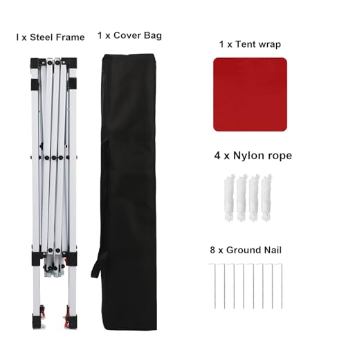 Northroad 10x10ft Pop Up Canopy, Popup Outdoor Canopy Tent with Wheeled Carrying Bag,Portable Gazebo Shelter for Patio,Deck,Garden,Beach（Red） - color: Red, size: 10x10
